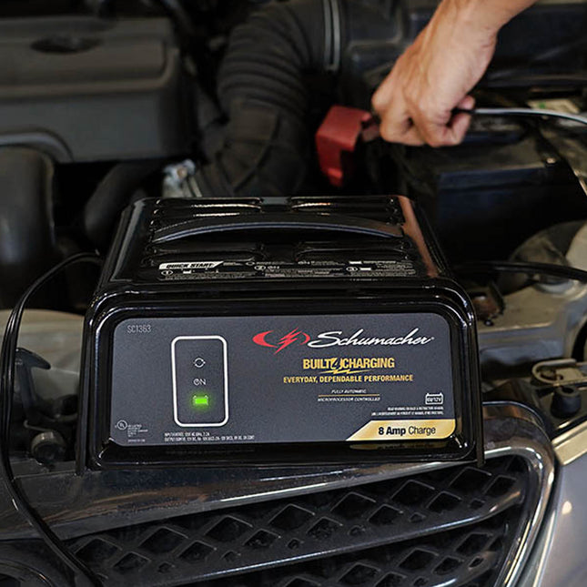 Schumacher Electric 8A Car Battery Charger and Maintainer, 3-in-1 Solution, For 6V/12V Power Sport, Automotive, and Marine Batteries, SC1363