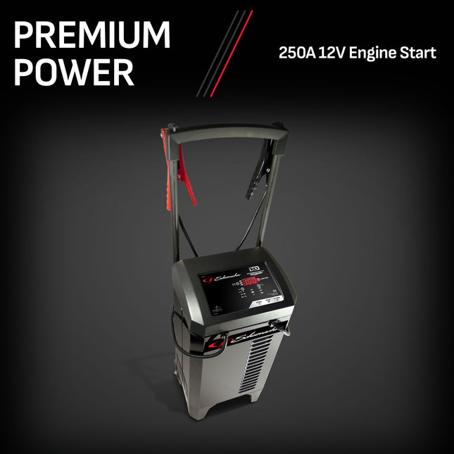 Schumacher Electric Wheeled Automatic 6A Car Battery Charger and 250A Engine Starter, 6-in-1 Solution, Maintainer, 40A Boost, For 6V/12V Power Sport, Automotive, and Marine Batteries, SC1325