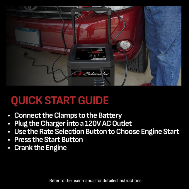 Schumacher Electric Wheeled Automatic 6A Car Battery Charger and 250A Engine Starter, 6-in-1 Solution, Maintainer, 40A Boost, For 6V/12V Power Sport, Automotive, and Marine Batteries, SC1325