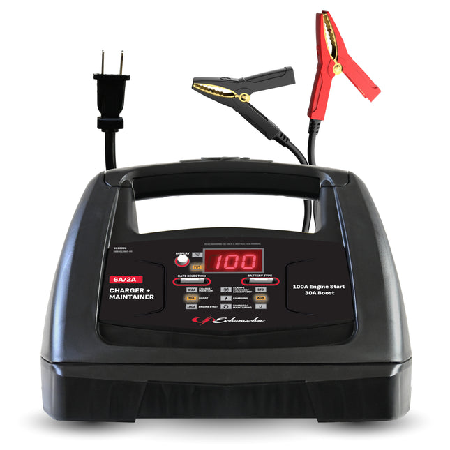 Schumacher Electric 6A Car Battery Charger and 100A Engine Starter, 6-in-1 Solution, Maintainer, 30A Boost, For 6V/12V Power Sport, Automotive, and Marine Batteries, SC1308L