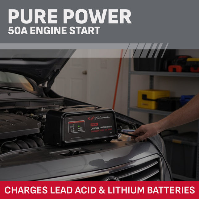 Schumacher 50A 12V Fully Automatic Jump Starter and Battery Charger – New in Box