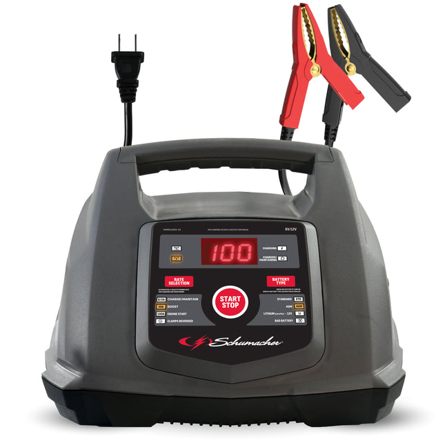 Schumacher Electric 6A Car Battery Charger & 100A Engine Starter, 6-in-1 Solution, Maintainer, 30A Boost, Battery & Alternator Tester, For 6V/12V Power Sport, Automotive, & Marine Batteries, SC1564L