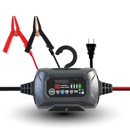 Schumacher Electric 5A Rugged Car Battery Charger and Maintainer, 3-in-1 Solution, for 6V/12V Power Sport, Automotive, and Marine Batteries, SC1682