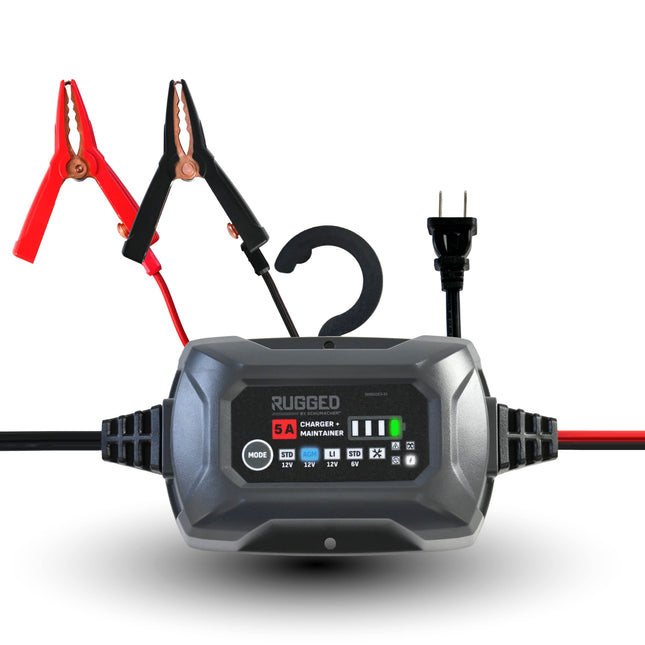 Schumacher Electric 5A Rugged Car Battery Charger and Maintainer, 3-in-1 Solution, for 6V/12V Power Sport, Automotive, and Marine Batteries, SC1682