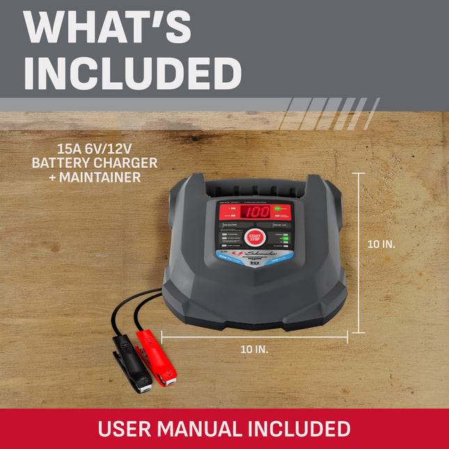 Schumacher SC1280 15A 6V/12V Fully Automatic Battery Charger/Maintainer – Auto & Marine - New in Box