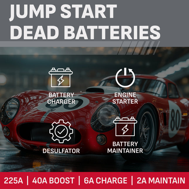 Schumacher Electric Wheeled Automatic 6A Car Battery Charger and 300A Engine Starter, 4-in-1 Solution, Maintainer, 60A Boost, For 6V/12V Power Sport, Automotive, and Marine Batteries, SC1400