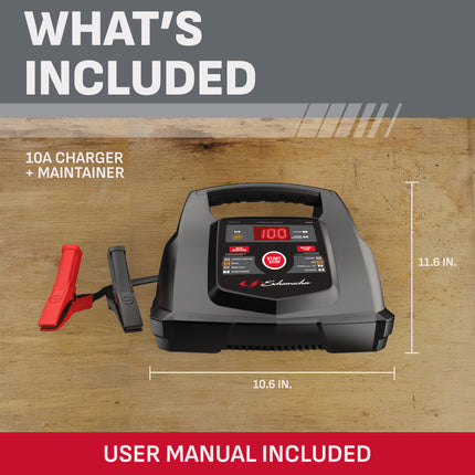 Schumacher Electric 6A Car Battery Charger and 100A Engine Starter, 5-in-1 Solution, Maintainer, 30A Boost, For 6V/12V Power Sport, Automotive, and Marine Batteries, SC1281L