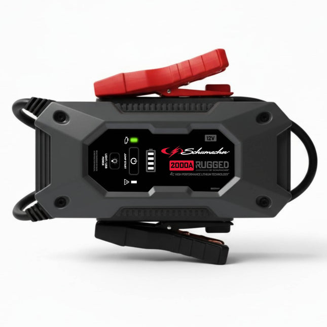 Schumacher Electric RUGGED 2000A Lithium Car Battery Jump Starter and Portable Power Pack/Jump Box, 3-in-1 Solution, 2.4A USB Charging, For 12V Power Sport, Automotive, and Marine Batteries, SL1612