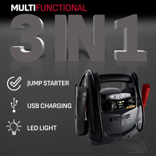 Schumacher Electric 800A Car Battery Jump Starter and Portable Power Station, 3-in-1 Solution for 12V Batteries, 12V DC and USB Charging, SJ1342