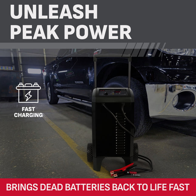 Schumacher Electric Wheeled Automatic 6A Car Battery Charger and 300A Engine Starter, 4-in-1 Solution, Maintainer, 60A Boost, For 6V/12V Power Sport, Automotive, and Marine Batteries, SC1400