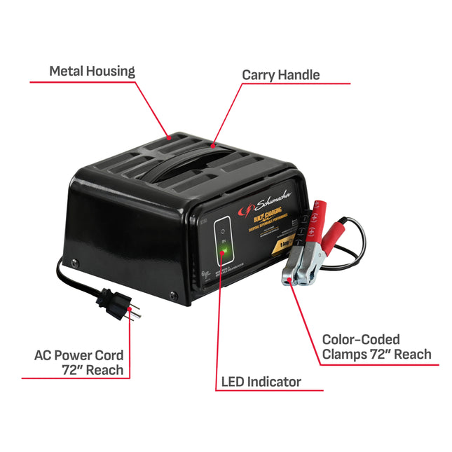Schumacher Electric 8A Car Battery Charger and Maintainer, 3-in-1 Solution, For 6V/12V Power Sport, Automotive, and Marine Batteries, SC1363