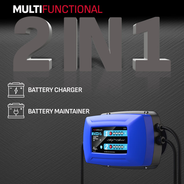 Schumacher Electric Ship ‘n Shore 2-in-1 12V Two-Bank On-Board Marine Sequential 15A Battery Charger and Maintainer