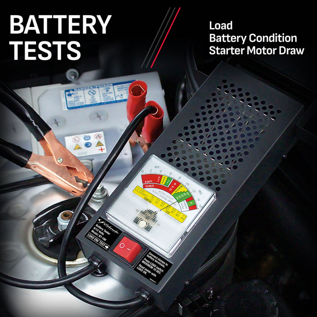 Schumacher Electric 100A Car Battery Load Tester & Voltmeter, Charging System Diagnosis, For 6V/12V Power Sport, Automotive & Marine Batteries, BT-100