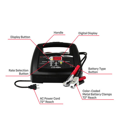 Schumacher Electric 6A Car Battery Charger and 85A Engine Starter, 6-in-1 Solution, Maintainer, 30A Boost, For 6V/12V Power Sport, Automotive, and Marine Batteries, SC1307
