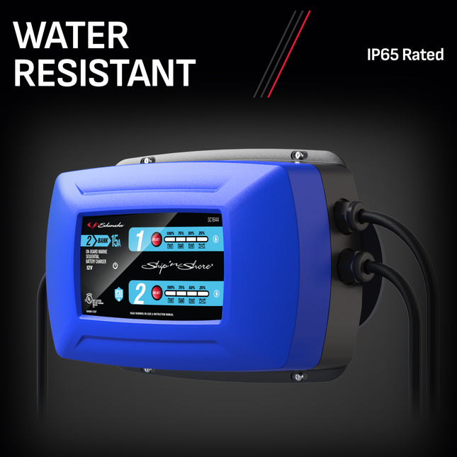 Schumacher Electric Ship ‘n Shore 2-in-1 12V Two-Bank On-Board Marine Sequential 15A Battery Charger and Maintainer