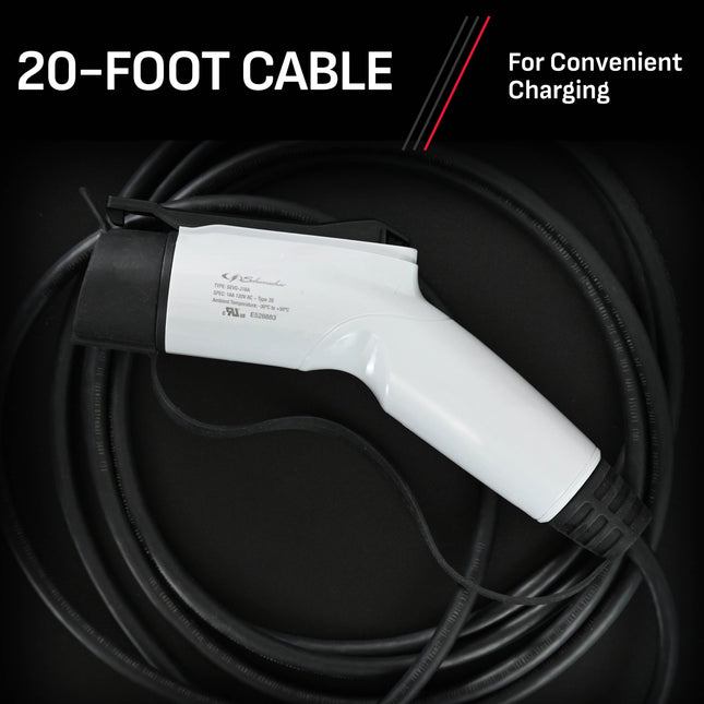 Schumacher Electric Level 1 Portable EV Charger, 12 Amp, 120 Volt, NEMA 5-15P Plug, Indoor/Outdoor Charging,  J1772 Connector, 20.5 Foot Charging Cable, SEV1670