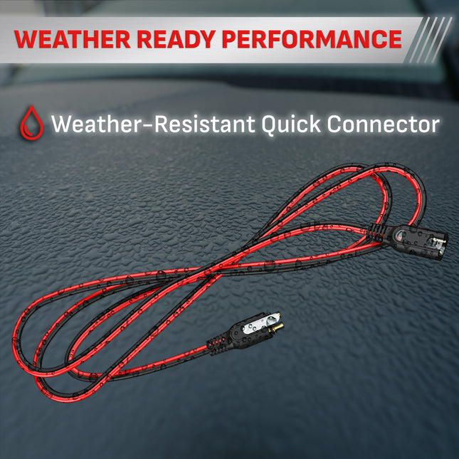 Schumacher Electric RUGGED Extended-Reach Battery Cable, Quick-Connect, 16 AWG, Adds 10 Feet of Reach, For RUGGED Battery Chargers + Maintainers, SA952