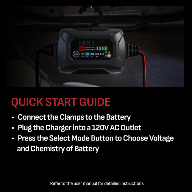 Schumacher Electric 5A Rugged Car Battery Charger and Maintainer, 3-in-1 Solution, for 6V/12V Power Sport, Automotive, and Marine Batteries, SC1682