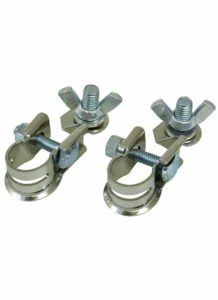 Zinc-plated crimp top post terminal / stud and wing nut.