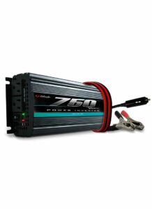 Schumacher Electric 750 volt analog power inverter with color-coded clamps.