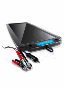 Schumacher Electric 2.4 volt Solar Battery Charger and Maintainer with color-coded clamps.
