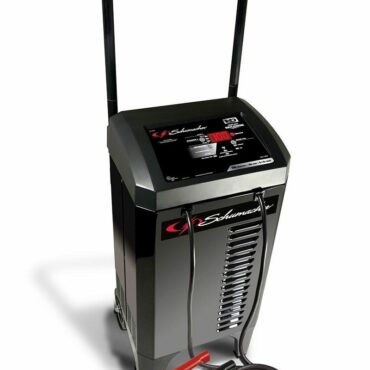 Schumacher Electric up to 200 amp 6 volt or 12 volt automatic battery charger and engine starter with color-coded clamps.